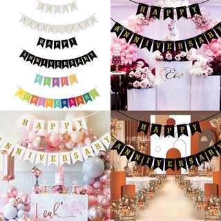 Happy Anniversary Banner String Flags Birthday Party Decoration Party Supplies Happy Birthday Needs