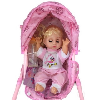 Pink Style Super Cute Baby in Stroller with Sound