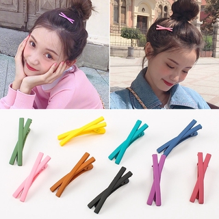 Korean Chic Fashion Hair Clips/Matte Candy Color Cross Duckbill Clip/Girls Kids Cute Party Children Headwear/BB Side Hair Barrettes Hairpin Accessories