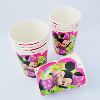 10 pcs Minnie Mouse Character Disposable Paper Cups Birthday Christening Children's Party Decor