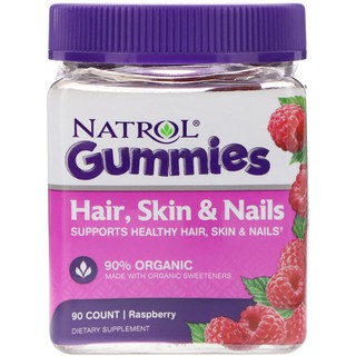 Natrol, Gummies, Hair, Skin & Nails, Raspberry, 90 Count (1)