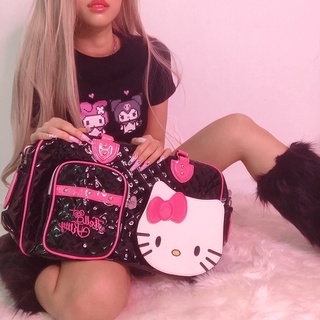 ✼Y2k KT Cat Quilted Bag Cute Goth Egirl 90s Aesthetic Pink Lolita Steampunk Sports Shoulder Handbag