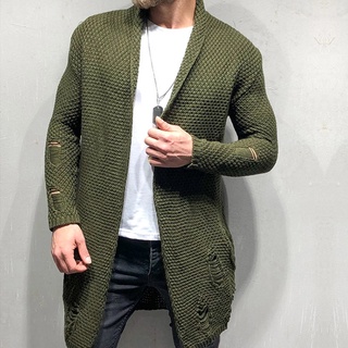 Knitted Sweater Men Cardigan Fashion Turn Down Collar Solid Loose Coat Autumn Korean Sweater For Men