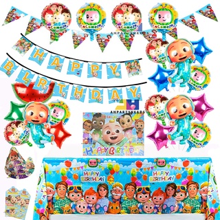 Cocomelon Design Theme Cartoon Party Set Tableware Birthday Party Decoration For Children