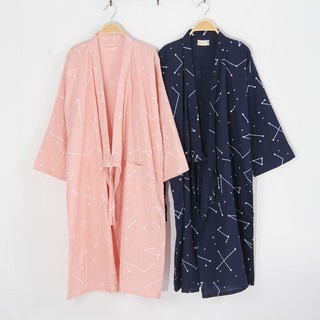 Ready Stock thin Japanese couple kimono nightgown cotton gauze men's pajamas bathrobe