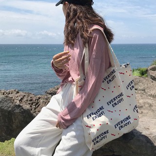 Women Alphabet Canvas Tote Shoulder Bag Female Casual Large Handbags Eco Reusable Cotton Cloth Shopping Book Bags