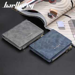 Baellerry Short Leather Wallet for Men Zipper Coin Purse Wallet Card Holder Customizable Name Engraving Wallet
