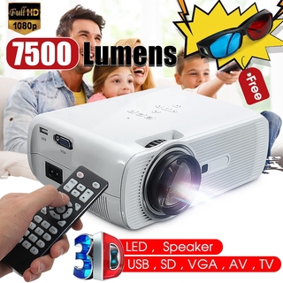 2500 Lumens Mini LED Projector Cinema Theater 3D Home 1080P FHD HDMI USB AV/VGA Portable Multimedia