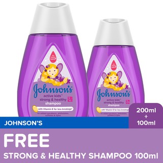 Johnson's Active Kids Strong & Healthy Shampoo 200ml + FREE 100ml