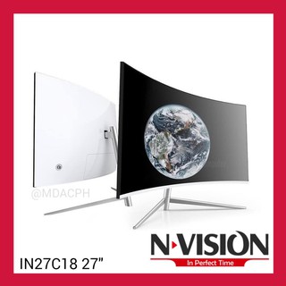 Brandnew! Nvision IN27C18 27" Curved Monitor for PC computer White 75HZ Gaming VA HDMI VGA