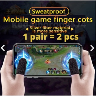 mobilesmobile gameↂ1 Pair (2pcs) Gamers Sweatproof Gloves Mobile Finger Sleeve Touchscreen Game Cont