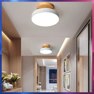 Balcony Wood Ceiling Light Nordic Creative Macaron LED Round Lamp Simple Modern Entrance Hall Corrid