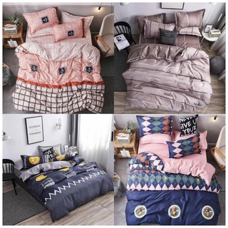 5 in 1 Bedsheet Set Modern Pattern Design Bed Linen Soft Duvet Cover Flat Sheet Pillowcase C-555