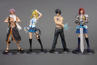 4 Pcs Set Fairy Tail Etherious.Natsu.Dragneel Lucy Heartfilia Erza Scarlet and Gray Fullbuster Statue Figure Toy Set