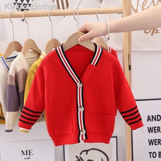 Hot sale㍿Children s Cardigan Sweater 2021 Fall/Winter New Boy Korean Style Sweater Small and Medium-sized Children s Foreign Style Baby Jacket Knitwear