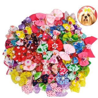 50/100/200/500PCS Dog Accessories Pearl Lace Dog Bows Pet Dog Hair Bows Pet Grooming Products For