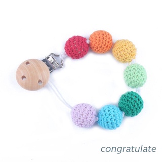CONG Baby Pacifier Clip Chain Rainbow Crochet Beads Toy Teether Pacifier Chain Holder