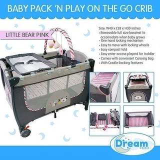 BIG SALE! Dream Cradle Pack n' Play Rocking Crib, Pink Bear