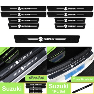 9Pcs Suzuki Luminous Car Threshold Strip Carbon Fiber Door Sill For Jimny Vitara Swift XL7 Presso Dzire Ciaz Celerio