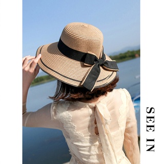 hat for women beach hat summer hat fashion wild brim fashion Straw ribon hat