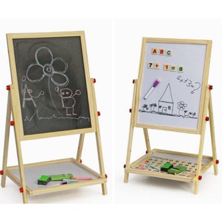 2 in 1 Easel Revolving Blackboard And Magnetic Drawing Whiteboard With Box Best Gift for Kids