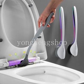 Silicone Toilet Brush Soft Bristle Wall-Mounted Bathroom Cleaning Brush with Holder Toilet Corner Cleaner Gap Cleaning