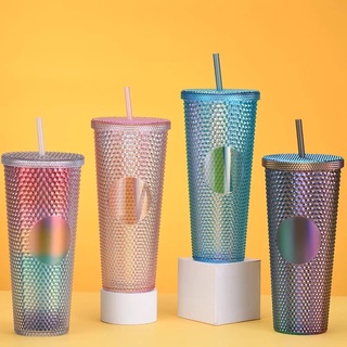 {Clearance}Diamond Studded Double Wall Tumbler in 24 oz with straw and box (1)