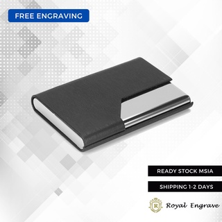☞₪☽Personalized PU Business ID Name Card Holder Credit Card Leather Card Holder Case (Free Engraving