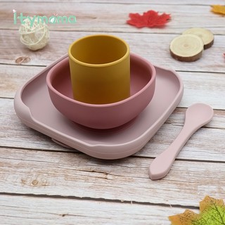 4pc Baby Silicone Plate Set Kids Bowl Plates Baby Feeding Silicone Bowl Spoon Children's Dishes Kid