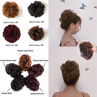【COD & Ready Stock】Synthetic Women Hair Pony Tail Hair Extension Bun Hairpiece Scrunchie Elastic Wedding Wave Curly