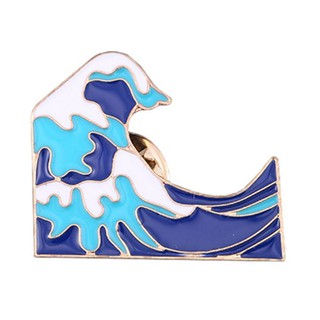 Blue waves Enamel Brooch Pin Cartoon Metal Brooch for Coat Jacket Bag Pin for Kids Girl Boy Jewelry Gift