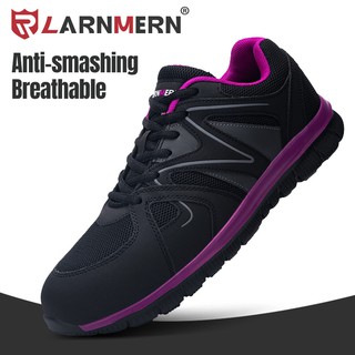 LARNMERN Women's Work Safety Shoes Steel Toe Construction Sneaker Breathable Lightweight Anti-smashing Anti-static SRC Shoes