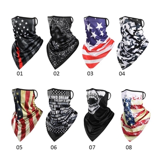 Unisex Neck Cover Head Scarf Printing Half Face Mask Sun Protection Ear Hanger Cycling Accessories Breathable Triangle Bandana