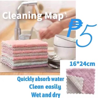 Kitchen cloth✆¤Soft Kitchen Washing Dish Bowl Cloth Clean Hand Towel Dishcloth Cleaning Map.