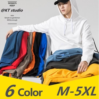 M-5XL Unisex Plain Hoodie Jacket 6 Color Without Zipper for Men Women