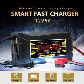 SON-1206D Smart Fast Charger 6A 12V Car Motorcycle Battery Charger for Gel Battery and Lead Ac