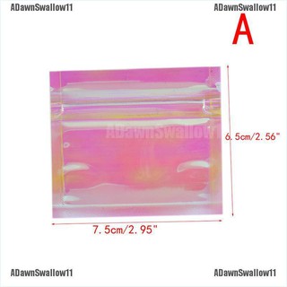 [SWALLOW] 100Pcs Iridescent Zip lock Bags Cosmetic Plastic Laser Holographic Zipper B Wq (9)