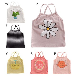 【COD】Ready Stock Toddler Cotton Sling Vest Baby Girls Cartoon Tops Kids Sleeveless Beach Clothes for 1-5Y (3)
