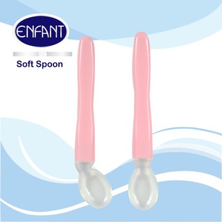 Enfant Baby Spoon Soft silicone Spoon Soft Tip Easy Grip Infant Spoon 2 pcs set