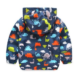 Dinosaur Printed Kids Spring Autumn Windbreaker Zipper Hooded Boys Girls Jacket Fashion Children Outerwear (5)
