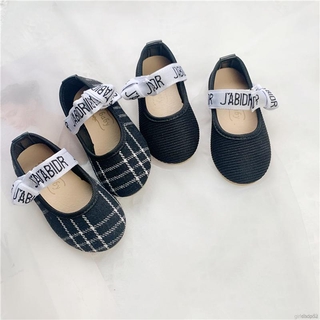 Girls fashion plaid soft sole all-match princess shoes