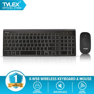 TYLEX X-W58 Home & Office Wireless Combo Noiseless 2.4Ghz Keyboard & Mouse (Black)