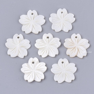 5 pc Freshwater Shell Pendants Sakura Flower Creamy White 20.5x20.5~22x1.5~2.5mm Hole: 1.5mm
