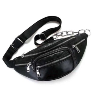Chain Leather Belt Bag Men and Women Fanny Pack Belt Bag (1)