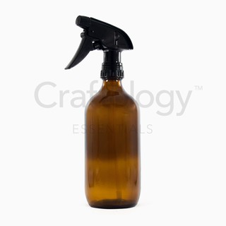 Glass Spray Bottle (Amber, Black Sprayer) - 500 mL