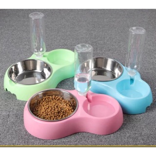 [Pet Shop]Pet 2 in 1 Dog/Cat Pet Feeder w/ Stainless Bowl