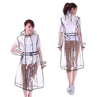 Women Transparent Vinyl Raincoat Runway Style Clear RainCoat (3)
