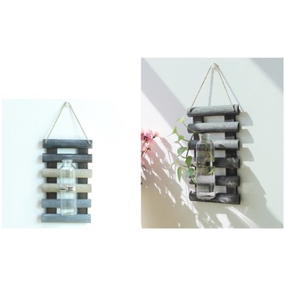 【In stock】Hydroponic Plant Glass Vase Wall Hanging Wooden Flower Arrangement Floral Vase Home Decoration