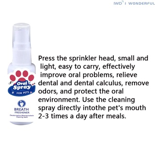 ❂❖☒IWD Pet Oral Cleanser Pet Breath Freshener Mouth Oral Spray Fresh Breathing Dental Care for Dog P