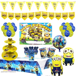 party need✓✓❉Minions Design Theme Cartoon Party Set Tableware Birthday Party Decoration For Childre
